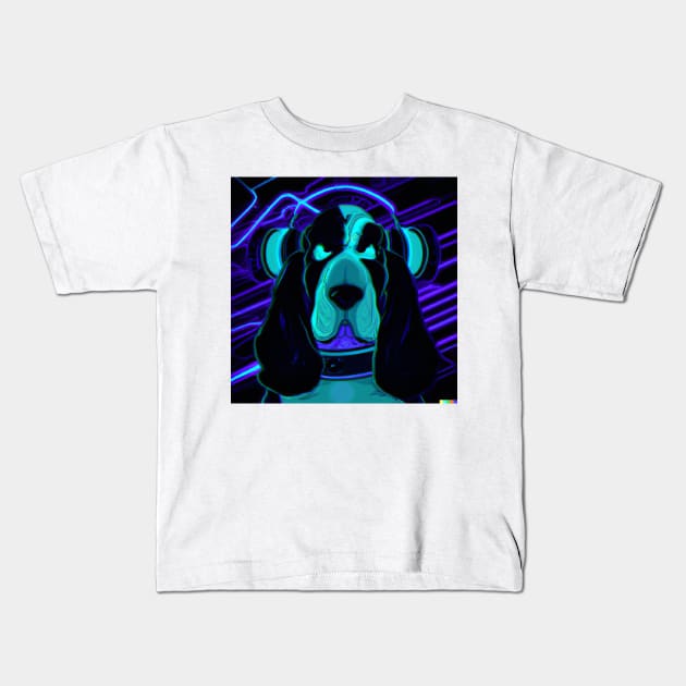 Cyber Punk Basset Kids T-Shirt by GhostlierNation